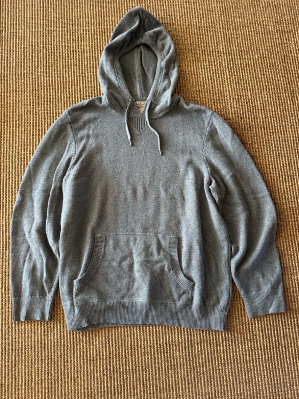 L.L. Bean Hooded Knit Sweater Wicked Soft Cotton Cashmere in Gray XL